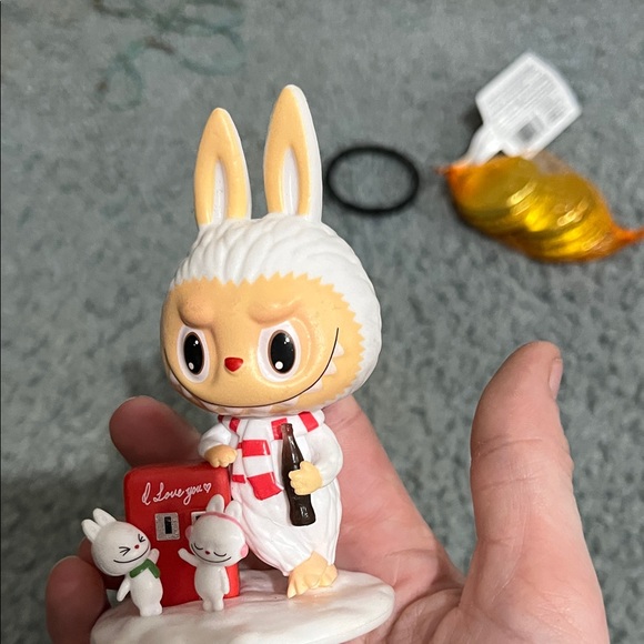 Labubu Other - Cute Rabbit Action Figure with Red and White Details